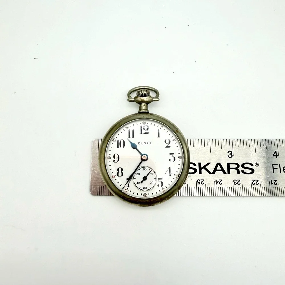 1927 Elgin Pocket Watch Size 16s Grade 480 7J Silverode Red Minute Track Running